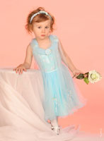 Студийное фото маленькой девочки в платье в полный рост