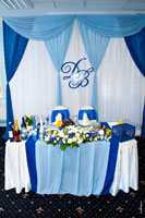 Свадебный стол жениха и невесты в Голубом зале ресторана во дворце царя Алексея Михайловича