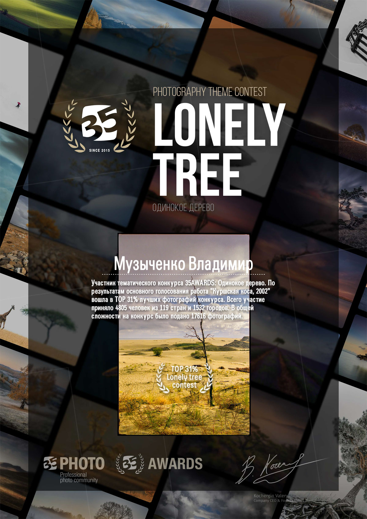   35AWARDS:   TOP 31% Lonely tree contest