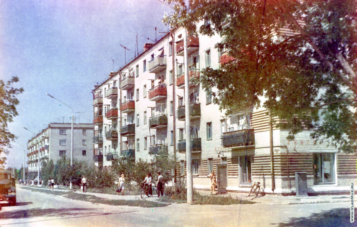 Соцгород, переулок Музыкальный. Впереди по улице стоит НЭВЗ. 1972 год